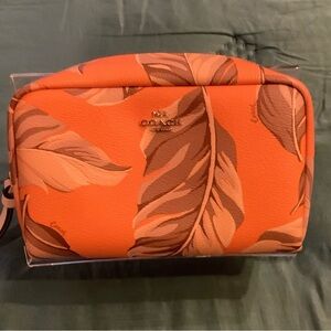 Coach Cosmetic Bag With Banana Leaf Print, NWOT